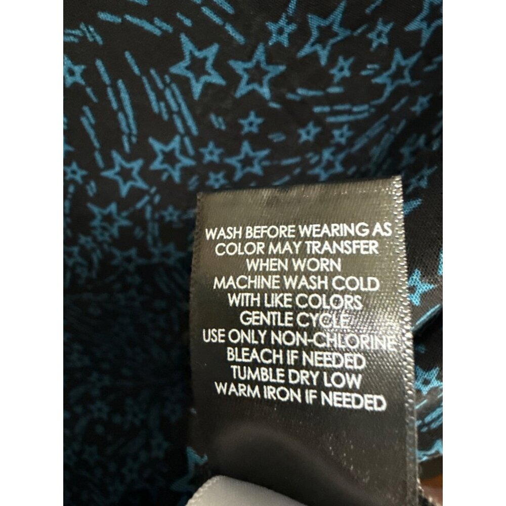 Torrid Womens Harper Blouse Size 2 Brown & Blue Star Print Button Front - Picture 7 of 8